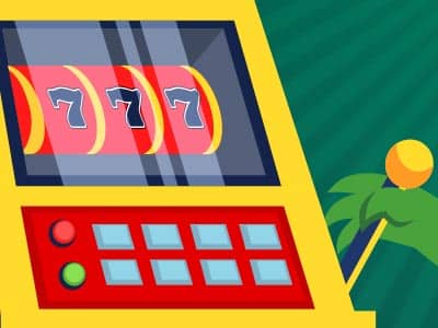 Playcroco mascot hand pulling on slot machine